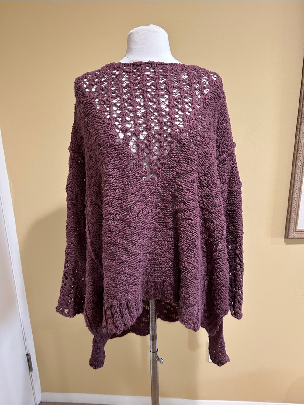 New! Free People Open-Knit Plum Women's Sweater
